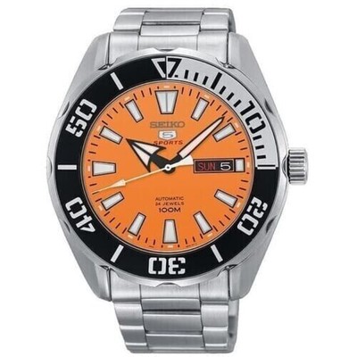 Pre-owned Seiko 5 Automatic Srpc55k1 Orange Dial Men's Watch Boxed Warranty