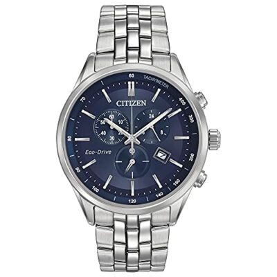 Pre-owned Citizen Sapphire Collection Eco-drive Chrono Blue Dial Men's Watch At2141-52l In Silver-tone