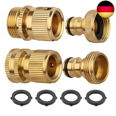 CoKeeSun 2 Sätze 3/4 Zoll Schlauchanschluss Messing Schnellkupplung Garten 