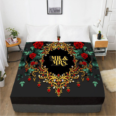 3D HD Digital Printing Bed Sheet with Elastic Fitted Sheet King Mattress Cover