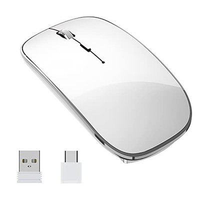 Chargeable Portable Silent Wireless Mouse Usb And -c Dual Mo