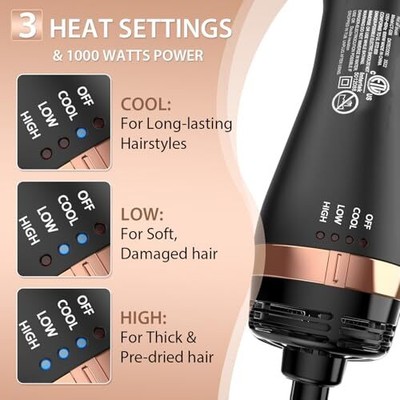 Nicebay Hot Air Brush Set for Straightening/Drying/Curling, Hair Dryer Brush