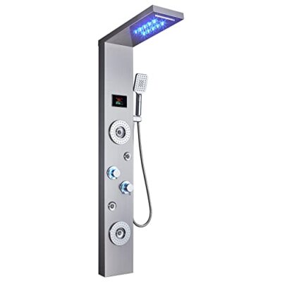ELLO&ALLO LED Rainfall Waterfall Shower Head Rain Massage System with Body Jets