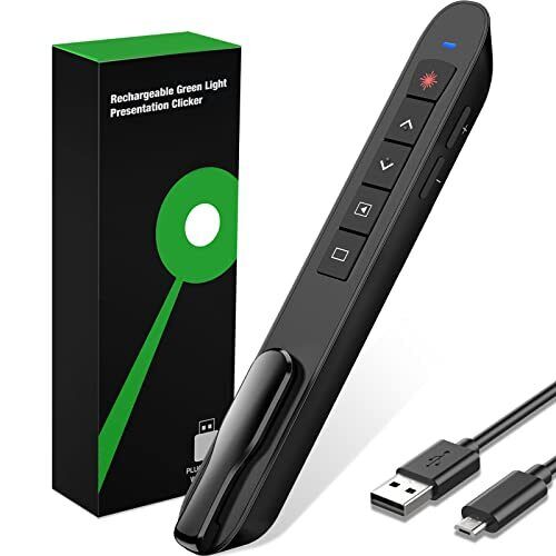 Presentation Clicker Green Laser Pointer, Rechargeable PowerPoint
