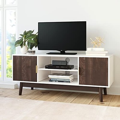 Media Console With Wooden Frame And...