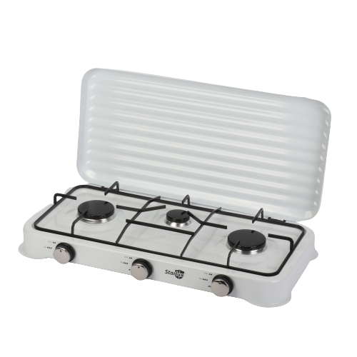 Portable Gas Camping Stove 3 Burners Outdoor Camping Stove w/Lid 2.2kw*2+1kw*1