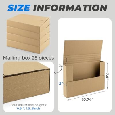 25 Pack Comic Book Shipping Box Mailers Corrugated Cardboard Document Mailing