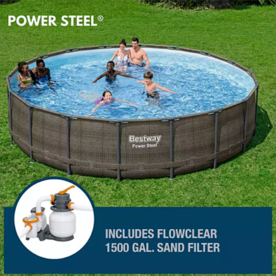 Bestway Power Steel 18  x 48  Above Ground Pool with 1,500 gal. Sand Filter Pump