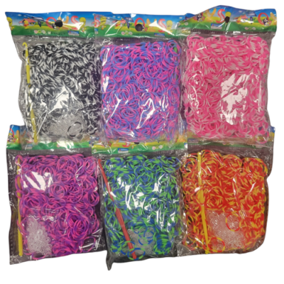 3600 ( 6x600) New TIE DYE Colors Refill Rubber Bands w/S Clips For Loom Kits 