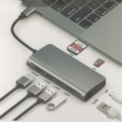 Goldenram USB-C Multiport 8x Adapter: USB3.0 ×3, HDMI, SD + Micro, LAN, &PD 3.0!