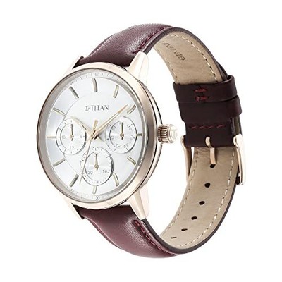 Pre-owned Titan Analog Brown Dial Men's Watch-90133wl01