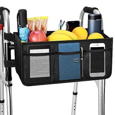 Upgrade Walker Basket Walker Bag Water Cup Holder, Foldable Walker Storage Ba...
