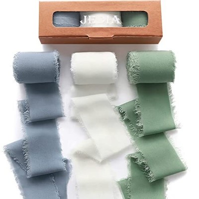 Dusty Blue Ribbon 3 Rolls Graduation Ribbons 1.5'' x 7Yd Green Ribbon for Gift...