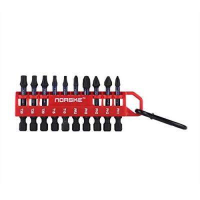 Norske NIBPI613 2'' Assorted Impact Torsion Screwdriver Bit 10pc Pack Bit Clip