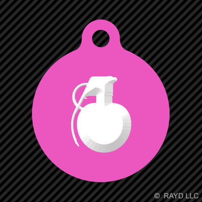M67 Grenade Keychain Round with Tab dog engraved many colors frag hand