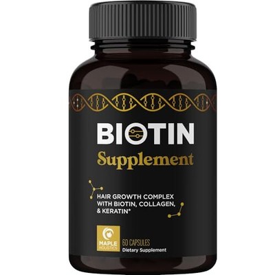 Thicker Hair Growth Vitamins - Extra Strength Biotin and Collagen Supplement ...