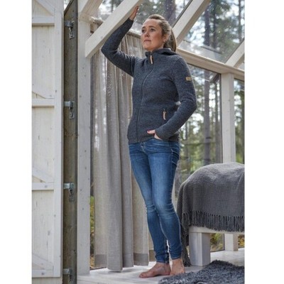 IVANHOE OF SWEDEN IVANHOE CARDIGAN MOREL HOOD FM FÜR DAMEN IN WOLLE-JEANSBLAU