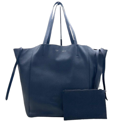CELINE Cabas Phantom Horizontal Tote Bag Shoulder Navy Blue Leather A4 28 x 36cm