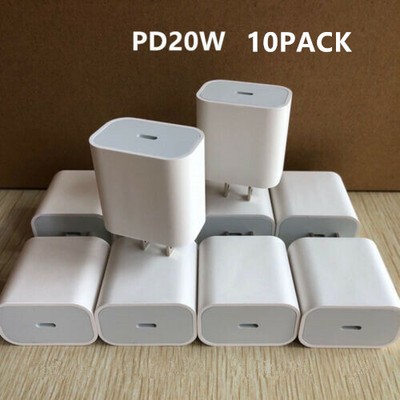 10X Lot For iPhone 11/12 Pro Max XR Fast Wall Charger 20W PD USB-C Power Adapter
