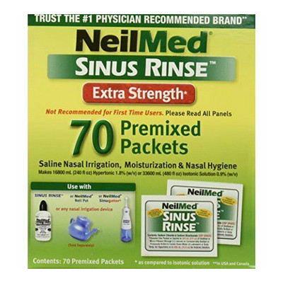 NeilMed Sinus Rinse Saline Pre-Mixed Packets Extra Strength 70 Count Pack of 3