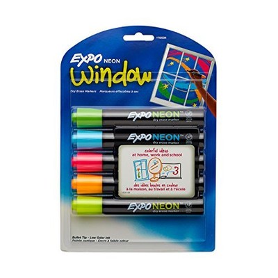 EXPO Neon Dry Erase Markers, Bullet Tip, Assorted Colors, 5 