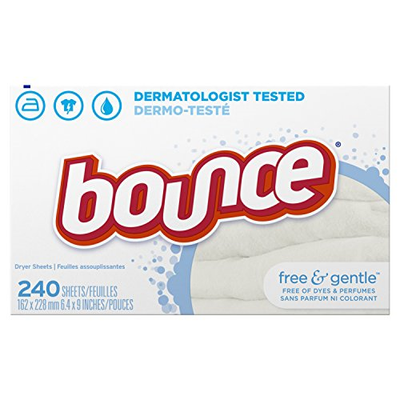 Bounce Fabric Softener and Dryer Sheets, Free & Gentle, 240 Count (Pack of 4)