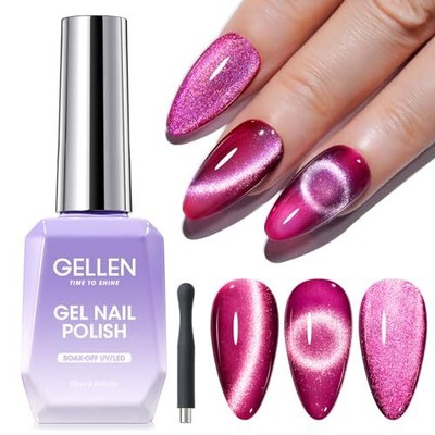 Gellen Cat Eye Gel Nail Polish - 18ml Hot Purple Gel Polish with Magnet Stick...