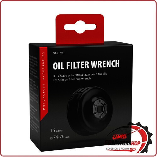 91746 CHIAVE SVITA FILTRO A TAZZA PER OLIO 74-76 MM AUTO MOTO SCOOTER