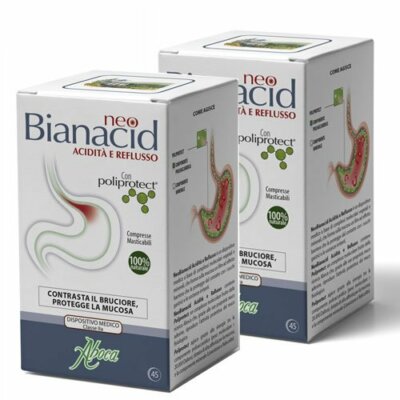2X Aboca Neo Bianacid 2X45 tbs against Acute & Reflux of Gastroesophageal Mucosa
