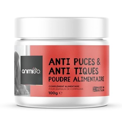 Animigo Poudre Anti Puces et Anti Tiques pour Chat Chien 100g - Saveur Poulet...