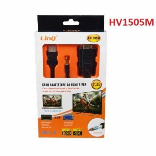 Cavo Adattatore Da Hdmi A Vga Con Alimentazione Usb E Jack Audio M Linq Hv1505m