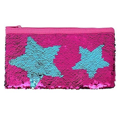 Case For Girls Kids Mermaid Sequin Pencil Pouch Pen Holder C