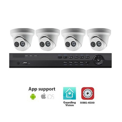 Hikvision compatible 4CH 4k NVR with 4X 4MP Turret Cameras and 2TB HDD