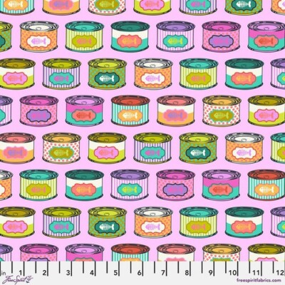 Free Spirit Tula Pink ''Tabby Road Deja Vu'' Cat Snacks Food *By The Half Yard*