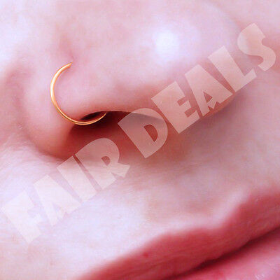 Small Thin Gold Nose Hoop Ring Stud 6mm 8mm 10mm Cartilage Piercing 316L Steel