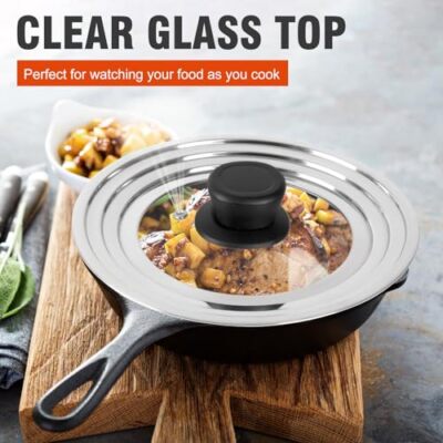 Universal Lid for Pots and Pans Skillets Stainless Steel Pan Cover Fits 6-7-8...