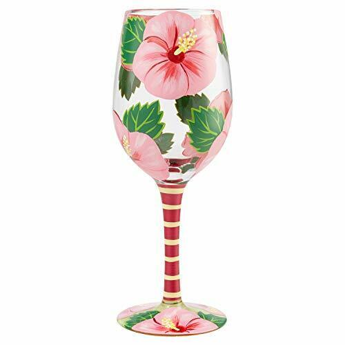 Enesco Designs by Lolita Hibiscus Dreams Artisan Wine Glass, 1 Count (Pack of 1)