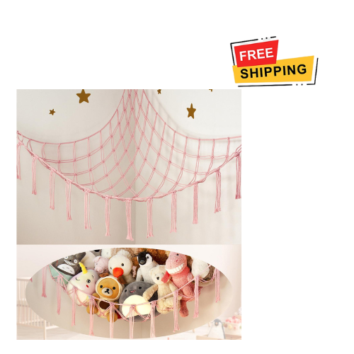 Hanging Stuff Animal Toy Storage Organizer For Plush Plushie Display Pink Girl R