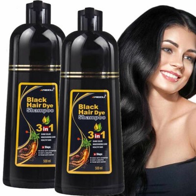 Black Hair Dye Shampoo for Gray Hair 3 In 1 Herbal Nourishing Darkening Older