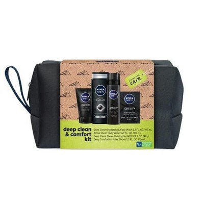 NIVEA Clean Deep Skin Care Collection For Men, 4 Piece Gift 