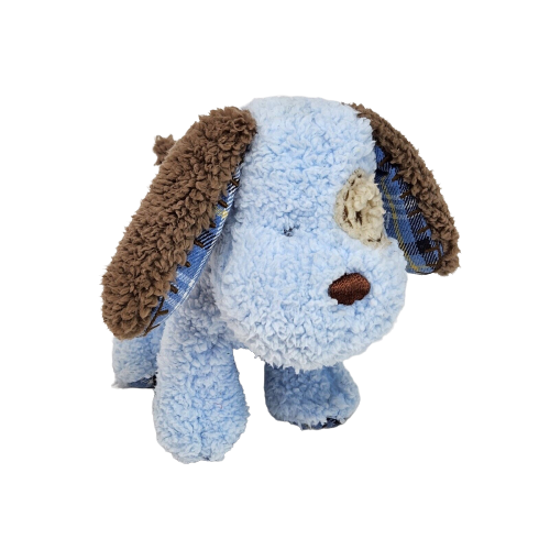 CARTER'S BABY BLUE + BROWN PUPPY DOG PLAID SPOTS STUFFED ANIMAL PLUSH 9164 SOFT