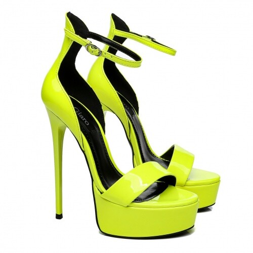 GIARO GIARO DAMEN HERREN PLATEAU SANDALETTE MINA NEON GELB EU37 - 40 41 42 43 44 45 46