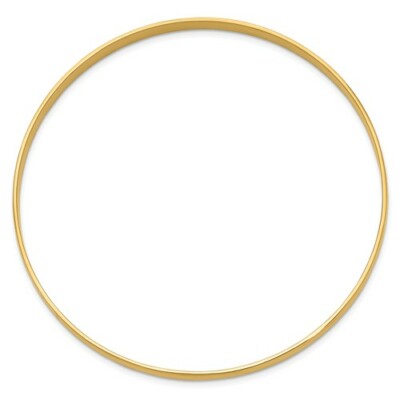 Pre-owned Wishing For Claudia 14k Yellow Gold 7.75" Solid 4mm Polished Round Slip-on Bangle Bracelet