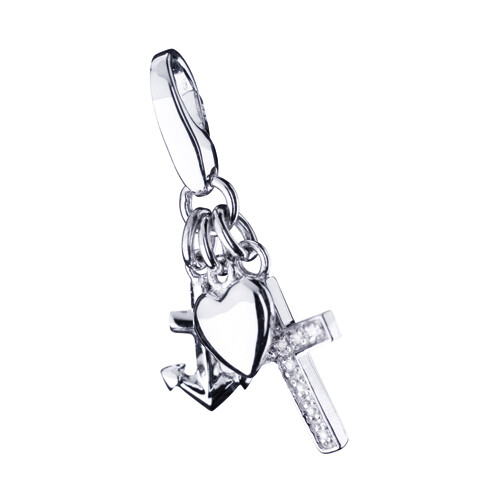Giorgio Martello Anhänger Charms Glaube+Liebe+Hoffnung 925/- Silber rhodiniert