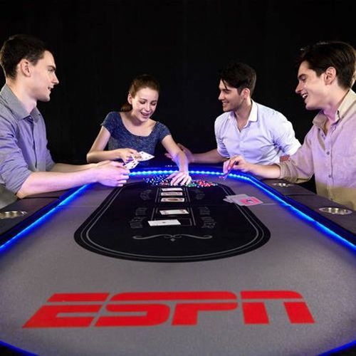 Casino Poker Table Game Texas Hold Em Gambling Party Light Up LED Cards Foldable