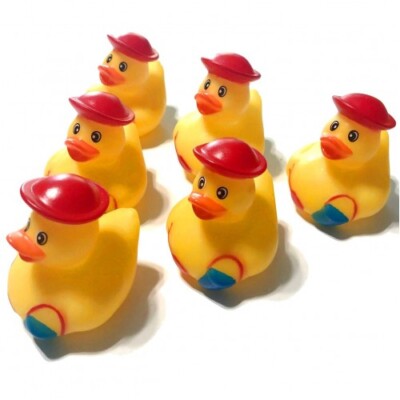 6 BEACH SANDCASTLE CHAMPION OCEAN CRUISING DUCKS RUBBER DUCKIES 2'' PARTY FAVORS