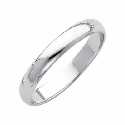 Pre-owned Td Collections 14k White Gold 3mm Plain Regular Fit Classic Light Dome Wedding Band