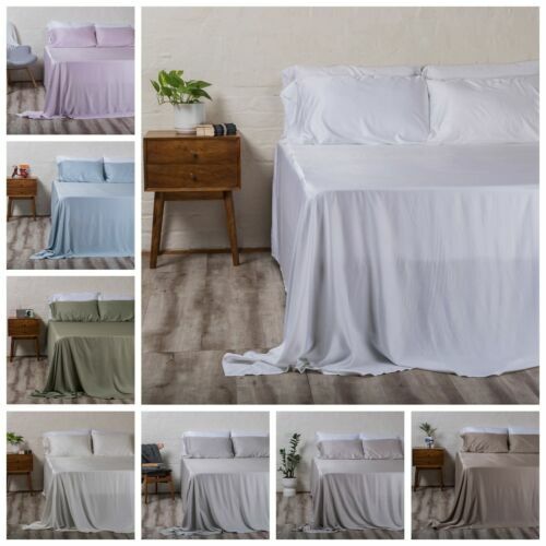 DREAMCARE 100% Viscose From Bamboo Sheets Queen Set – 4 PC Cooling Sheets, 16" Deep Pocket, Light Gray – OEKO-TEX Certified
