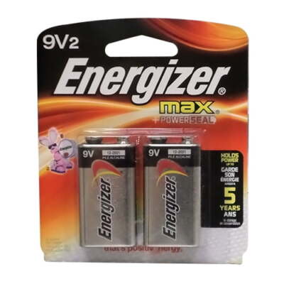 Energizer Max Alkaline 9 Volt Battery 522, Long Lasting 2 Ea