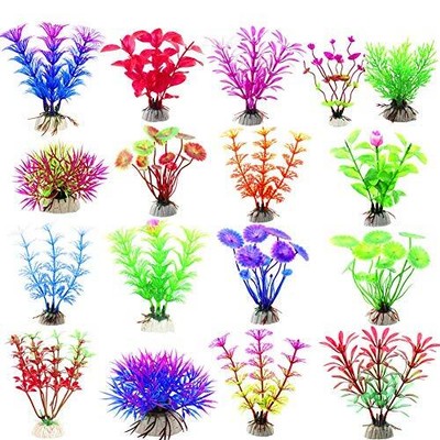 17 Pack Fish Tank Plants, Small Aquarium Plants Artificial, Used for